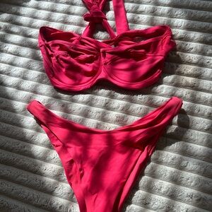L SPACE hot pink bikini